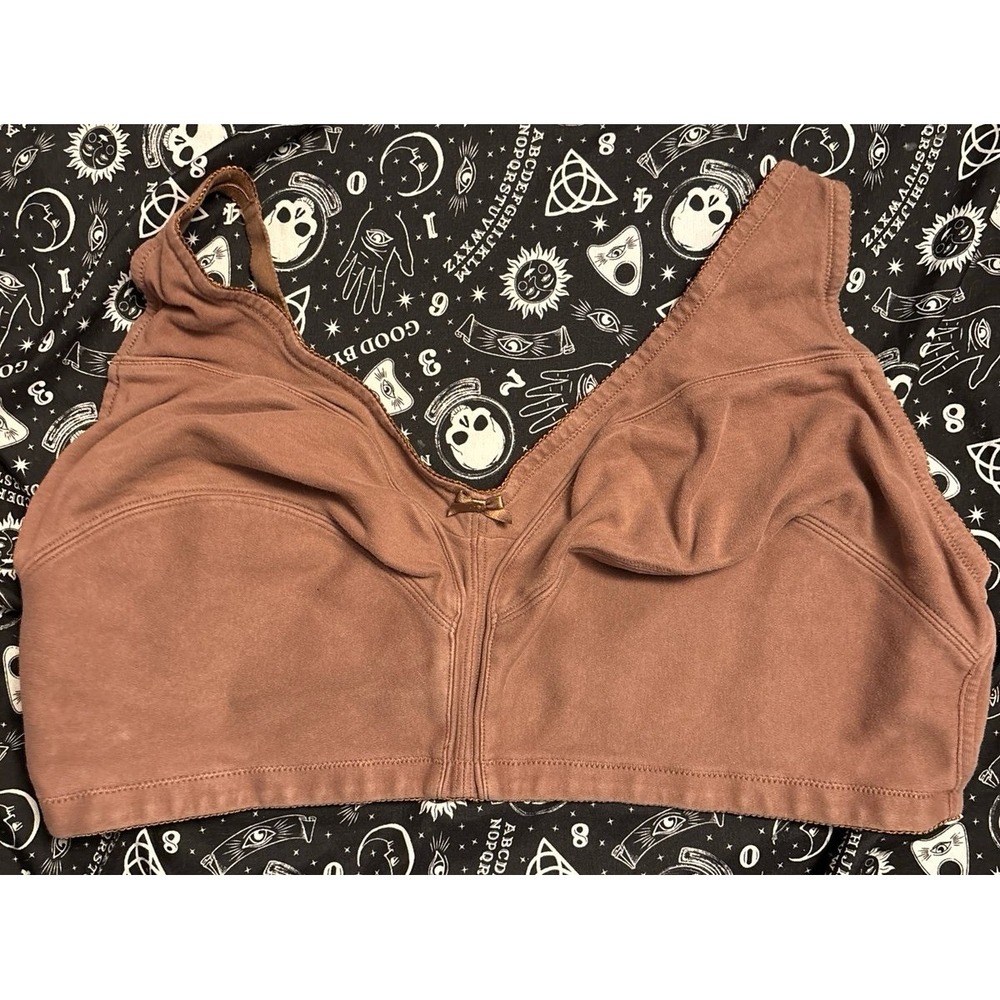 Comfort Choice Brown Cotton Full Figure Full Coverage Wireless Bra, 46DDDβ